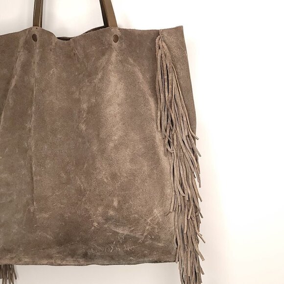 All Saints Club Lea Fringe Tote, Khaki Olive - Picture 7 of 14